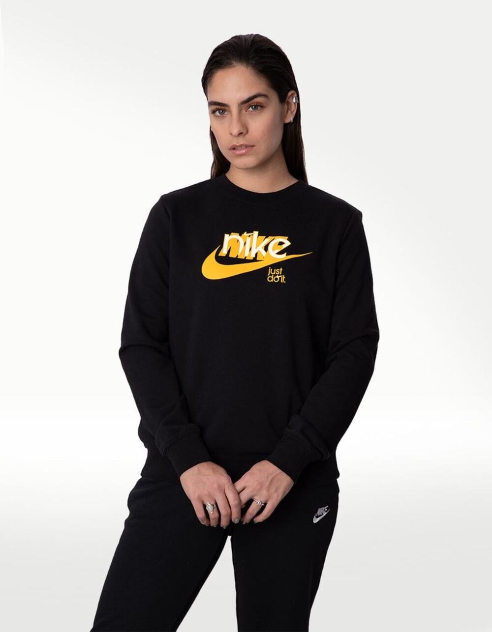 Nike Women's Sportswear Club French Terry Graphic Crewneck Fleece Sweatshirt S
